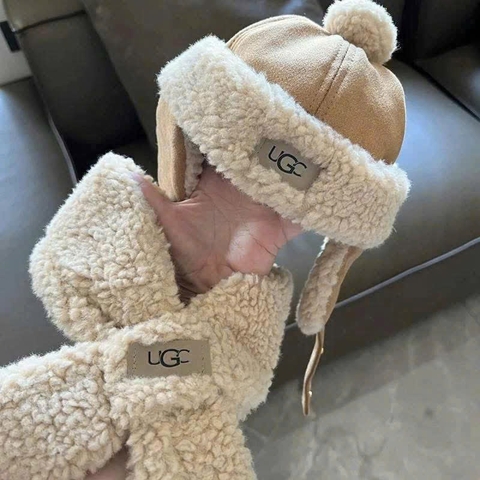 KHĂN MŨ - SET MŨ UGG KÈM KHĂN QUÀNG CỔ BÉ TRAI BÉ GÁI THU ĐÔNG