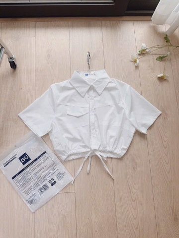 ÁO SƠ MI TRẮNG CROPTOP NỮ SẴN