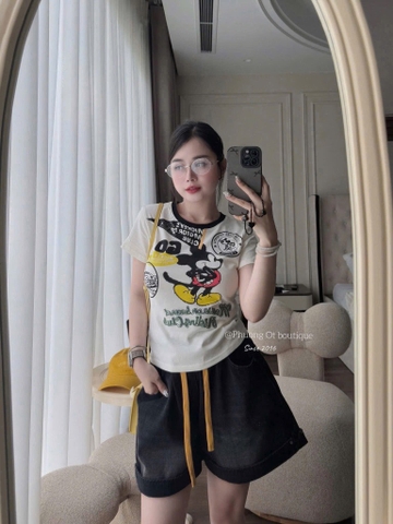 SET ÁO PHÔNG MICKY + QUẦN ĐÙI BÒ HÀNG QC CHÍNH PHẨM NỮ