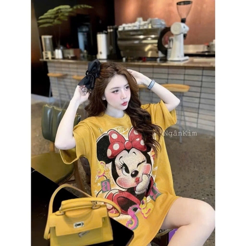 ÁO PHÔNG VÀNG FORM RỘNG HÌNH MICKEY TO NỮ SẴN (SALE 65k)