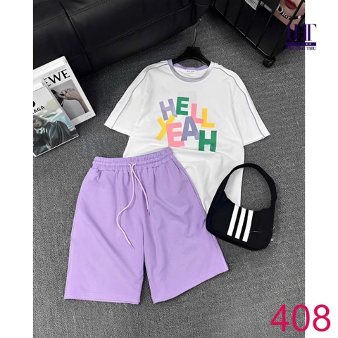 SET BỘ COTTON TÍM HELL YEAH NỮ