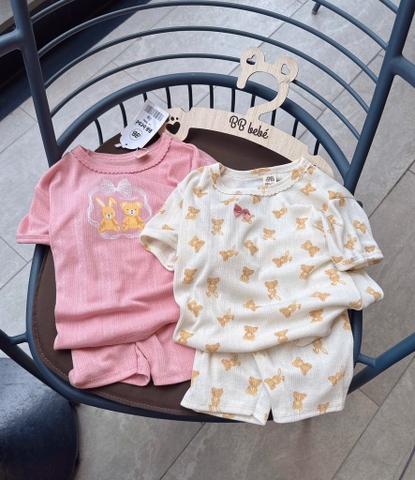 SET 2 BỘ THÔNG HƠI VẢI XUẤT HÀN HỒNG BE BÉ GÁI SẴN