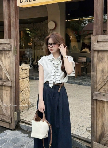 SET ÁO CHÂN VÁY XOÈ KÈM KHĂN NỮ