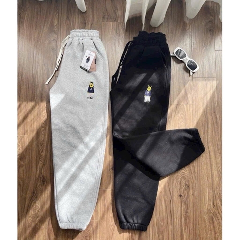 SET 2 QUẦN NỈ NỮ JOGGER THÊU GẤU WHO THU ĐÔNG SẴN