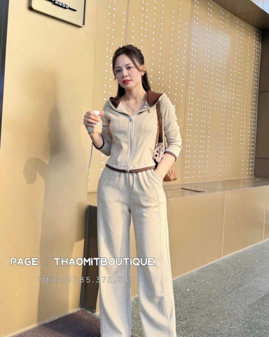 SET DÀI TĂM THỎ MŨ 2 LỚP MÀU BE NỮ THU ĐÔNG