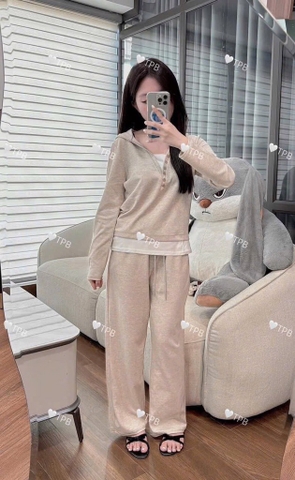 SET THUN PHỐI CỔ CÚC 2 MÀU NỮ THU ĐÔNG