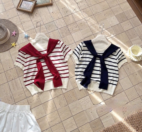 ÁO LEN KẺ KÈM KHĂN HAI 2 MÀU NỮ THU ĐÔNG