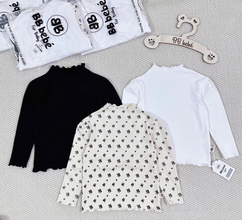 SET 3 ÁO ZIP DÀI TAY ĐEN TRẮNG HOA NHÍ BÉ GÁI (SALE 89k)