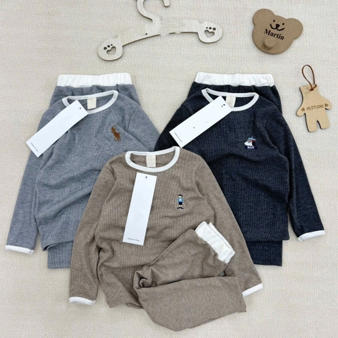 SET BỘ DÀI COTTON THÊU GẤU WHO BÉ TRAI