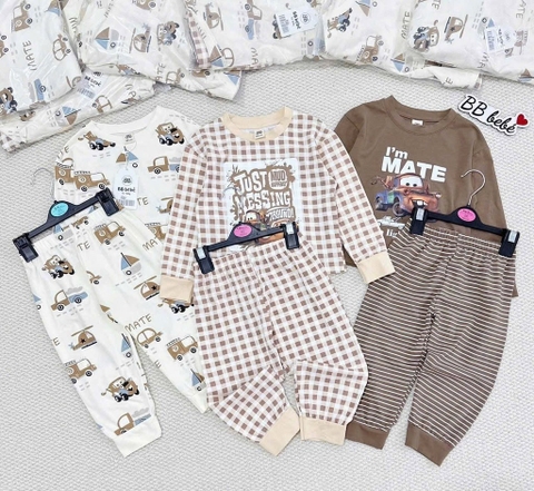 SET 3 BỘ DÀI BÉ TRAI TRẮNG KẺ NÂU