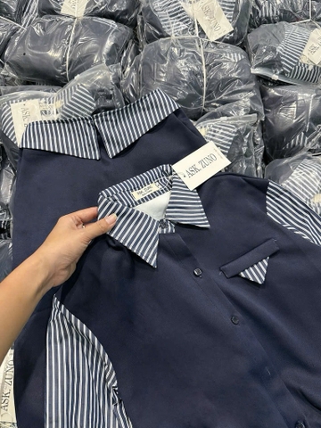 SET ĐẦM PHỐI SƠ MI DÀI TAY MÀU THAN NỮ
