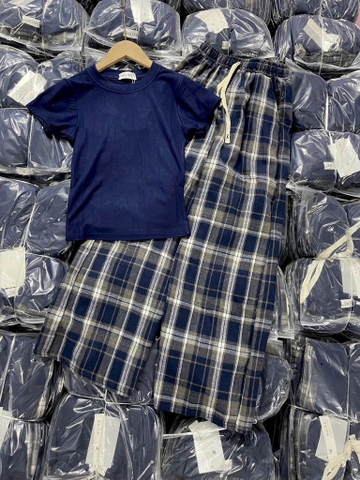 SET KẺ QUẦN 2 LI XANH THAN NỮ