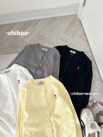 ÁO LEN CARDIGAN THÊU TIM 4 MÀU NỮ THU ĐÔNG