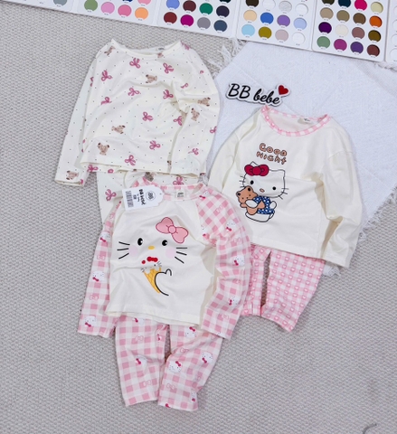 SET 3 BỘ DÀI MÈO PASTEL NƠ KẺ HỒNG BÉ GÁI SẴN