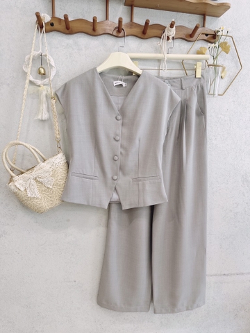 SET GHI 2 LỚP TAY LIỀN CÚC BỌC NỮ