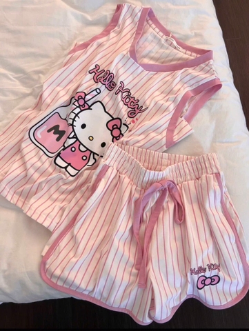 SET HỒNG KẺ MÈO KITTY NỮ