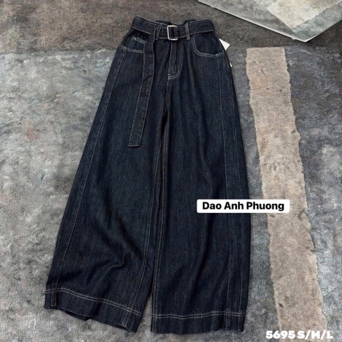 QUẦN JEAN NỮ ỐNG RỘNG GẤU TO ĐAI VẢI SẴN