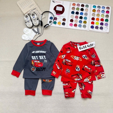 SET 2 BỘ DÀI COTTON Ô TÔ MC QUEEN TONE XÁM ĐỎ BÉ TRAI (SALE 99k)