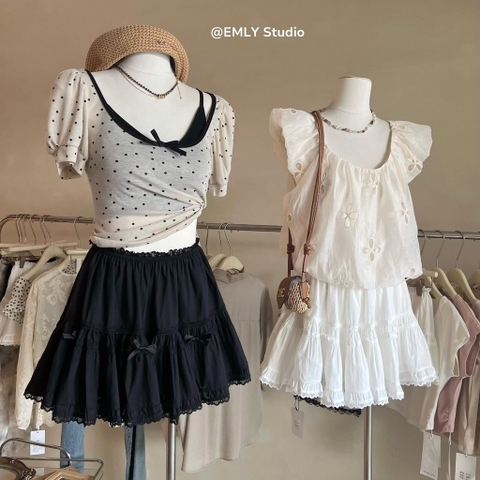 CHÂN VÁY NƠ XOÈ TẦNG(xả 65k)