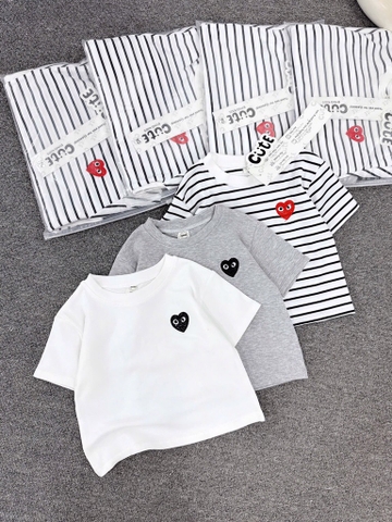 SET 3 ÁO COTTON THÊU TIM CHO BÉ TRAI XUẤT XỊN NEW 2025