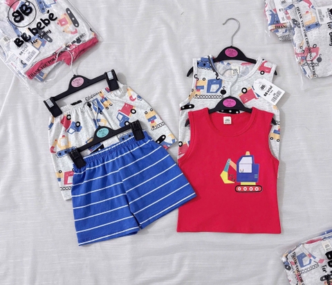 SET 2 BỘ Ô TÔ CẦN CẨU TONE ĐỎ GHI BÉ TRAI SẴN(SALE 88k)