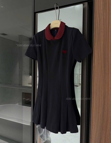 VÁY THAN CỔ ĐỎ THÊU TIM NỮ (LOẠI ĐẮT) SẴN (XẢ 89k)