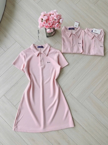 VÁY POLO UMI HỒNG PASTEL NỮ SẴN( xả 105k )