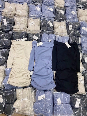 VÁY ZIP TRỄ VAI DÀI TAY VẠT CHÉO(xả 79k)