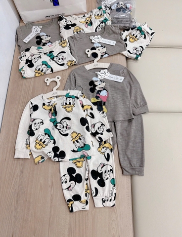 SET 2 BỘ DÀI HH MICKEY TONE XÁM BÉ TRAI