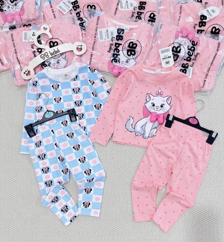 SET 2 BỘ DÀI MÈO NƠ HỒNG XANH BÉ GÁI SẴN