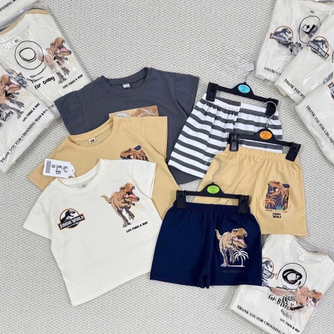 SÉT 3 BỘ COTTON KHỦNG LONG CHO BÉ TRAI