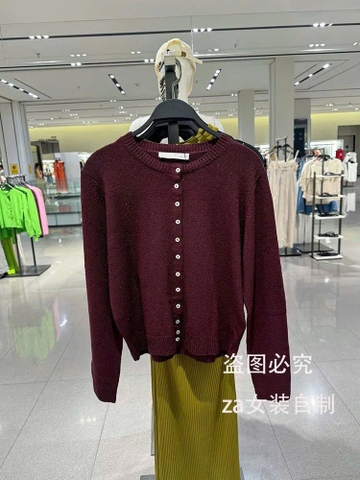 ÁO LEN CADIGAN Z.ARA CỔ TRÒN MÀU TÍM NỮ THU ĐÔNG SẴN