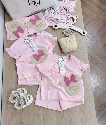 SÉT BỘ MINNIE THÊU ĐÁP LÔNG NỔI BÉ GÁI SẴN