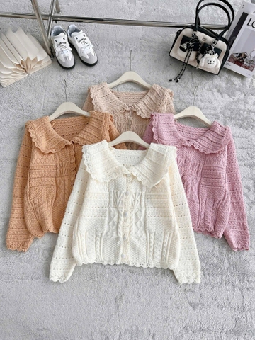 ÁO LEN REN CỔ SEN 4 MÀU NỮ THU ĐÔNG SẴN