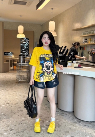 SET QUẦN JEAN ÁO THUN GIẤY MK VÀNG HÀNG QC NỮ