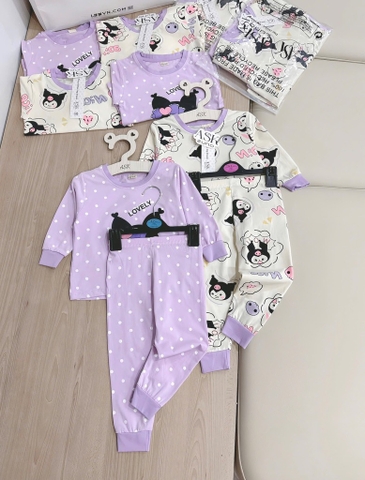 SET 2 BỘ DÀI TÍM CHẤM BI KURUMI BÉ GÁI
