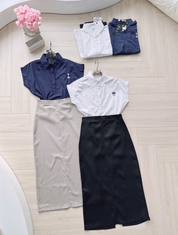 SET SƠ MI TAY LV MIX CV BÚT CHÌ PHỐI NỮ SẴN (SALE 155k)