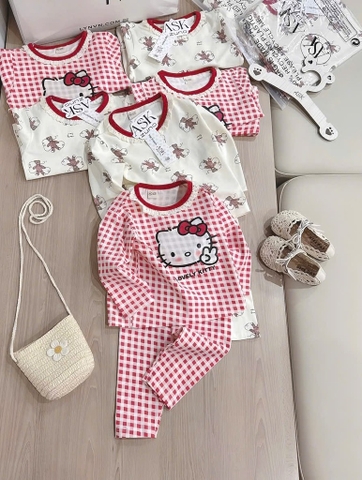 SET 2 BỘ DÀI KẺ CARO ĐỎ MÈO KITTY BÉ GÁI (XẢ 99k)