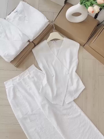 SET BỘ QUẦN SUÔNG ÁO VẠT CHÉO CÚC BỌC NỮ (SALE 159k)