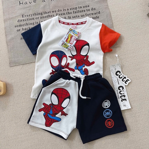 BỘ NHỆN MARVEL PHỔI TAY CAM THAN CHO BÉ TRAI NEW