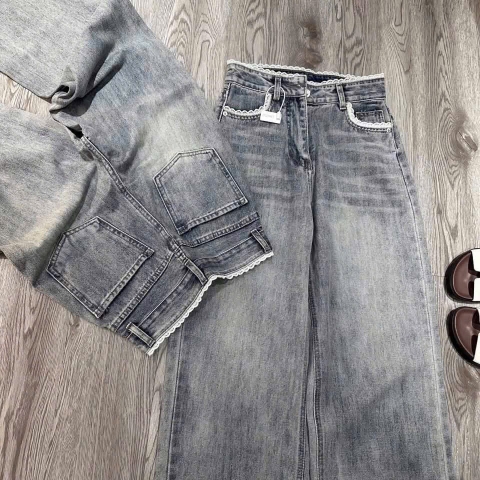 QUẦN JEAN NỮ SUÔNG VIỀN REN