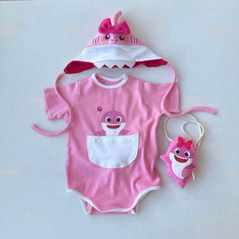 SET CÁ MẬP HỒNG KÈM MŨ BÉ GÁI