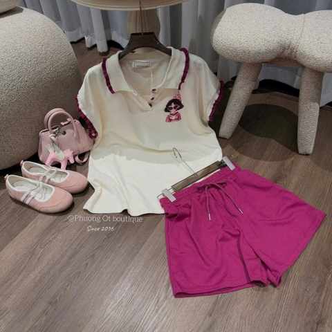 SET CỘC CÔ GÁI BÈO ĐEO KÍNH QUẦN HỒNG NỮ