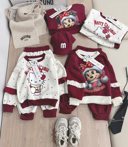 SET BỘ DÀI NỈ NOEL MERRY CHRISTMAS MÈO KT CHUỘT MK BÉ GÁI