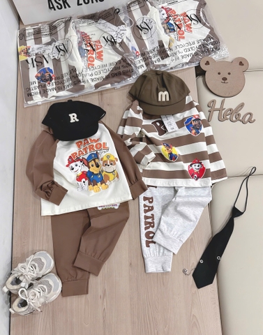 SET 2 BỘ DÀI PAW PATRAL TONE NÂU KẺ BÉ TRAI