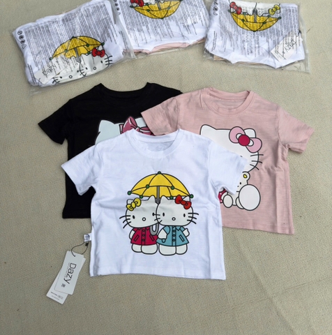 SÉT 3 ÁO CỘC HELLO KITTY TRẮNG HỒNG ĐEN BÉ GÁI SẴN (XẢ 75k)