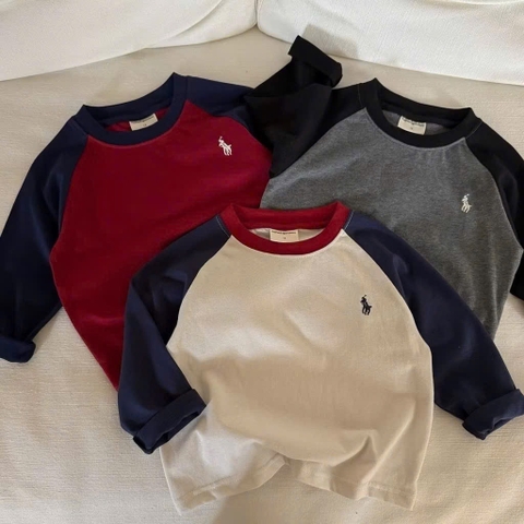 SET 4 ÁO ĐỎ XÁM BE DÀI TAY BÉ TRAI