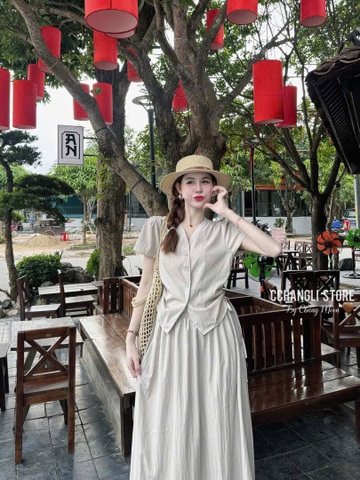 SET ĐŨI NHĂN KÈM CHÂN VÁY DÀI NỮ SẴN