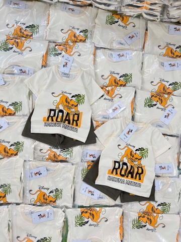 SÉT SƯ TỬ ROAR COVER DISNEY MIX QUẦN SHORT RÊU BÉ TRAI