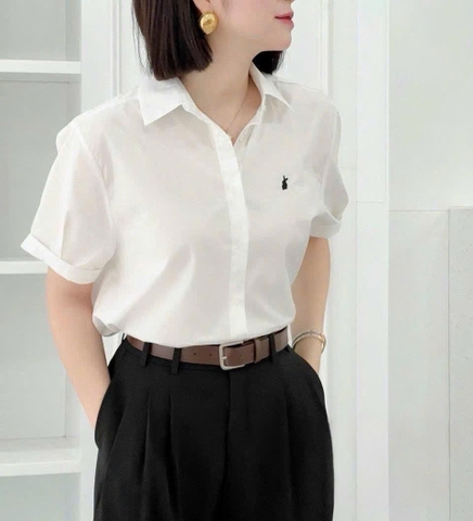 ÁO SƠ MI TRẮNG THÊU THỎ NỮ SẴN